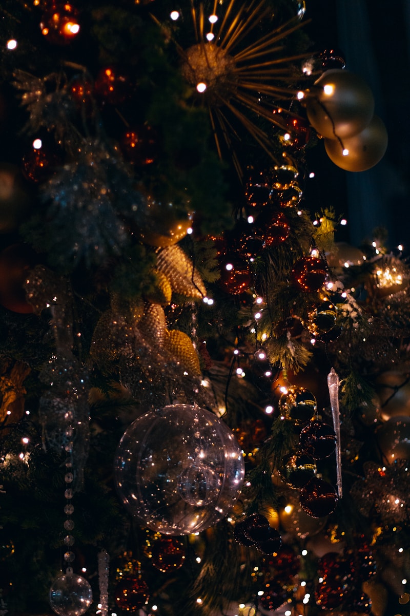 a tree with lights and ornaments